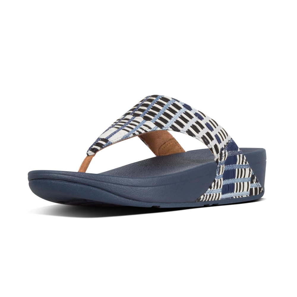 Fitflop Womens Sandals Navy - Lulu Art Toe-post - YB9038456